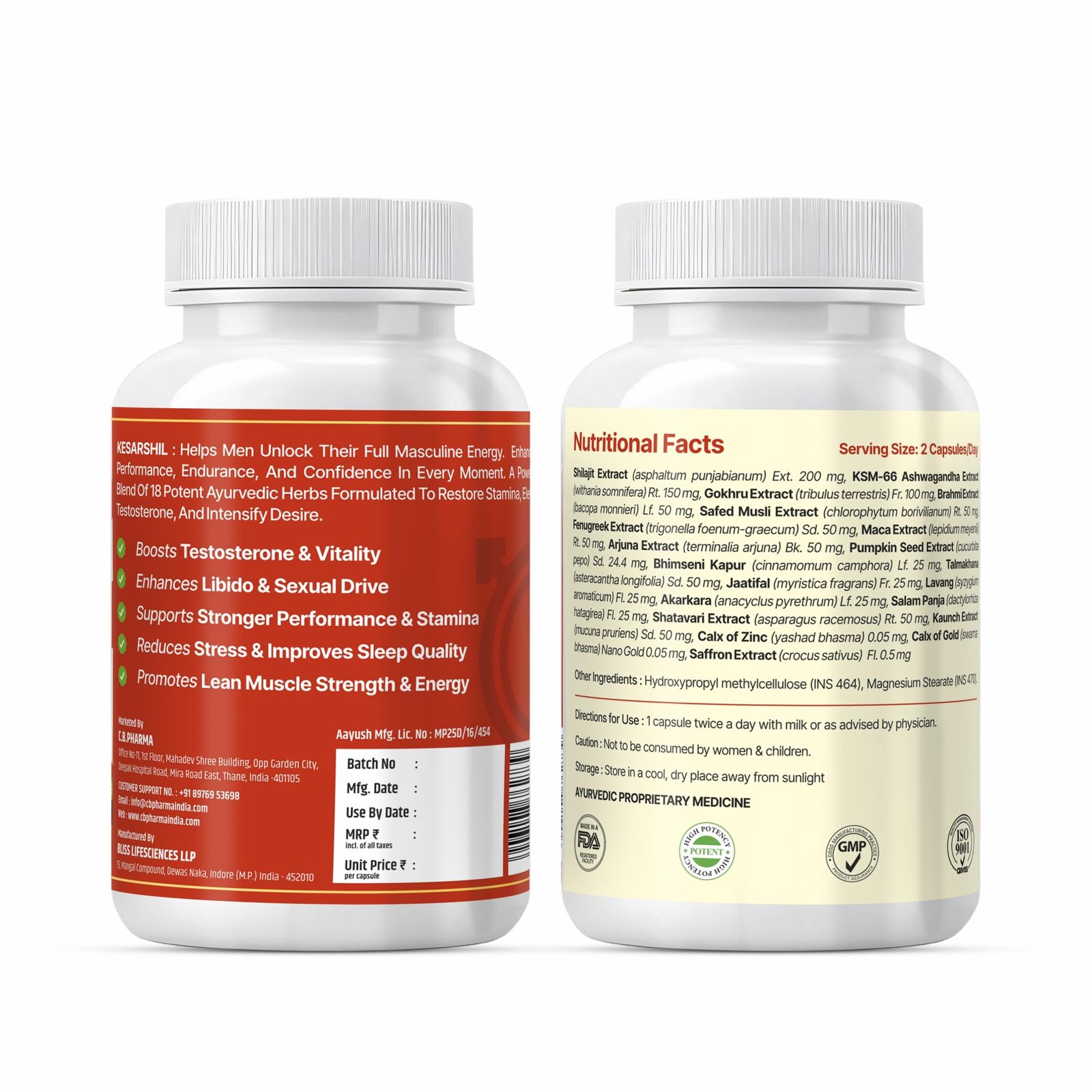 kesarshil ayurvedic capsules for men | improves stamina, boosts vitality & testosterone | with shilajit, ashwagandha & safed musli (30 capsules)