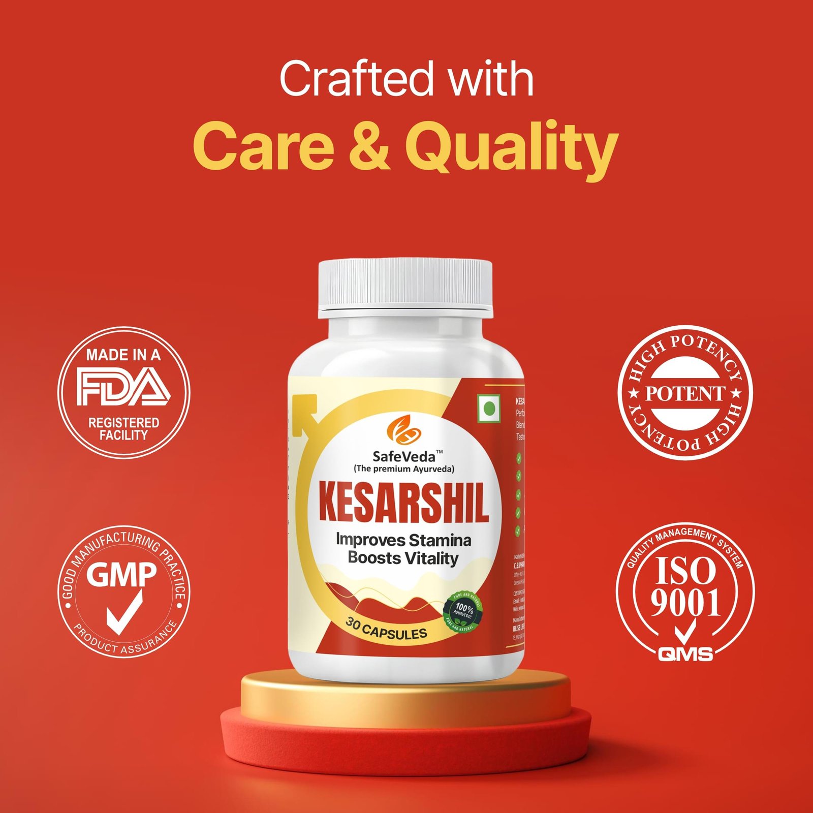 kesarshil ayurvedic capsules for men | improves stamina, boosts vitality & testosterone | with shilajit, ashwagandha & safed musli (30 capsules)